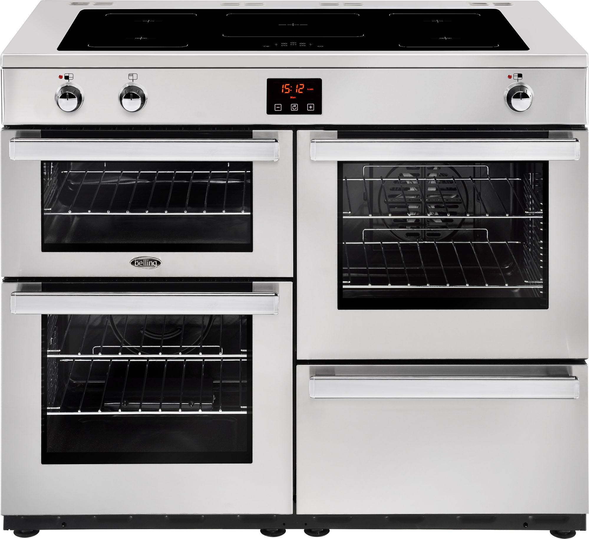 Belling Cookcentre110Ei Prof 110cm Electric Range Cooker with Induction Hob - Stainless Steel - A/A Rated, Stainless Steel